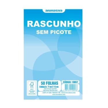 Imagem de Rascunho S/ Picote 77x115 Mm 50 Fls Animativa - Pt C/ 40