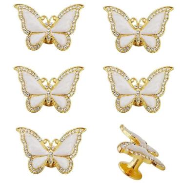 Imagem de Brandname Vivicap 6 peças elegante bonito borboleta abelha animal puxador móveis puxadores decorativos ferragens para armário de casa gaveta armário cômoda banheiro cozinha guarda-roupa … (borboleta