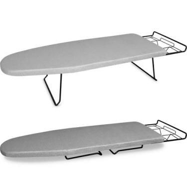 Imagem de Tábua Mesa De Passar Roupa Dobrável Slim Tecido Metálico Preta - Genus