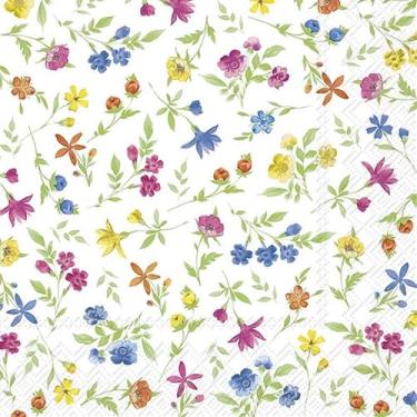 Imagem de Guardanapo para Decoupage Ihr 33x33 Flores Felizes Azul Amarelo C/ 20 