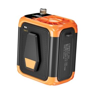 Imagem de WeiLaiKeQi Cintura para pendurar no pescoço 150 velocidades com cordão de pescoço ventilador de resfriamento pessoal ventilador de cinto para viagens, passeios, Laranja