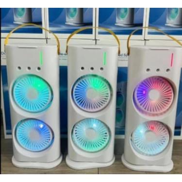 Imagem de Ventilador Portátil com LED, Dupla Camada, Climatizador e Umidificador de Ar com Controle Remoto, Branco COM RESERVATORIO PRA GELO (BRANCO)