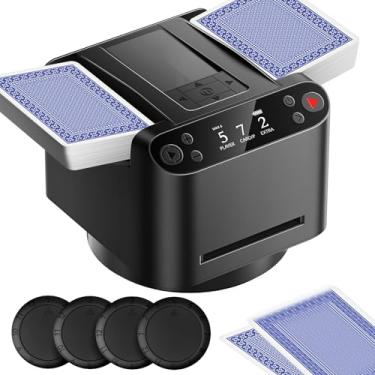 Imagem de Revendedor e embaralhador automático de cartões 2 em 1, rotação de 360°/180°, sem atolamentos, ultra silencioso, tela LCD, 5200mAh, distância ajustável, suporta 12 jogadores, 4 controles remotos, para