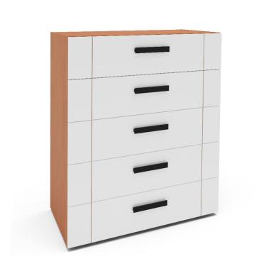 Imagem de Cômoda Lisboa 5 Gavetas Branca e Freijó