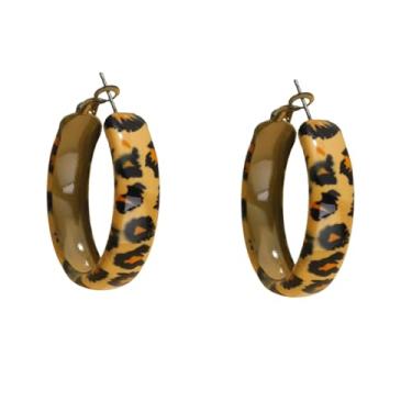 Imagem de Brincos de argola estilo punk gótico com estampa de leopardo, vintage, 80/90, boêmia, discoteca, design legal, declaração de moda, acessórios de bijuteria feminina 40 mm