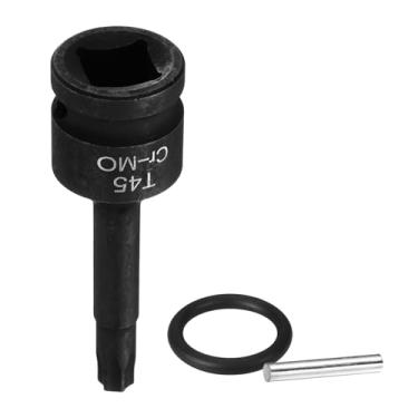 Imagem de HARFINGTON Soquete Torx de 1/5.1 cm T45 Impact 6 Point Star Bit Sockets CR-MO Aço com Contrapino e O-ring para Furadeira Elétrica, Adaptador de Oficina de Garagem