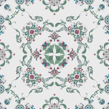 Imagem de Skyblur Papel de parede floral vintage descasque e cole papel de contato floral verde e branco flores folhas autoadesivo papel de parede decorativo para banheiro armários de quarto removível 43 cm ×
