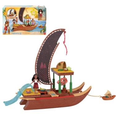 Imagem de Moana 2 Conjunto de Brinquedo Barco de Aventuras com Mini Boneca e Acessórios para crianças a partir de 3 anos