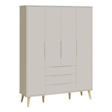 Imagem de Guarda Roupa Infantil Retrô Elfe Areia Acetinado Natural - Reller - RE