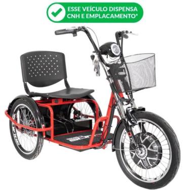 Imagem de Triciclo Elétrico 800W Ré Farol Retrovisor Alarme Fox Vermelho - Não p