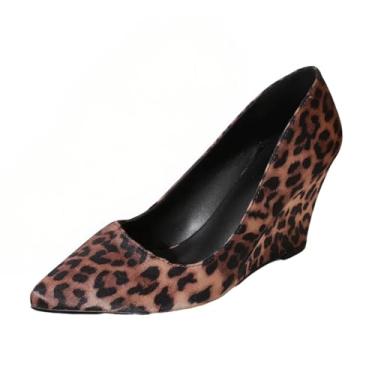 Imagem de Lryweisy Sapato social feminino salto baixo bico fechado, Leopardo 001, 35