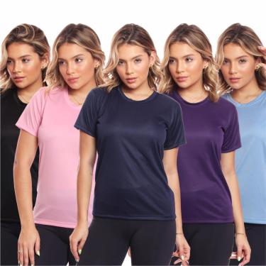 Imagem de Kit 5 Camisas Academia Esportiva Com Proteção Uv Feminina-Feminino