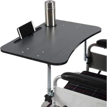 Imagem de Mesa De Bandeja Para Cadeira De Rodas, Bandeja De Madeira Removível Para Cadeira De Rodas, Mesa De Jantar, Acessórios Para Cadeira De Rodas Com Suporte Para Celular, Mesa De Bandeja Uni, B