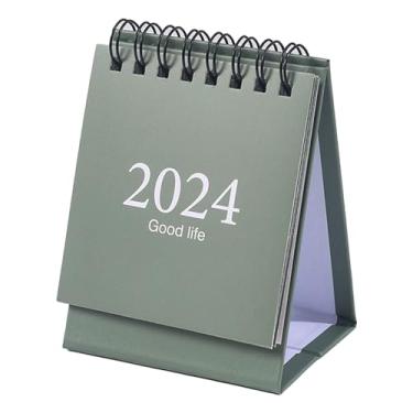 Imagem de 2024 Mini calendário de mesa Double Wire Boble Planner diário Organizador funcional de desktop para o escritório em casa 75x60x105mm (Branco) (Preto) (Bege) (Rosa empoeirado) (Verde claro)
