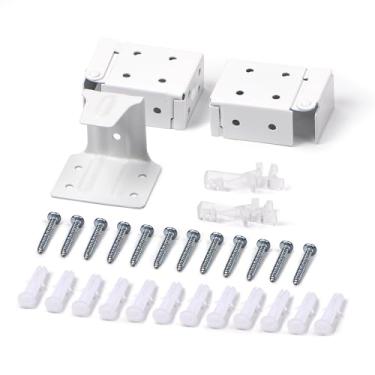 Imagem de LazBlinds Conjunto de acessórios para persianas de madeira sintética - 1 par de suportes de metal de montagem, 1 suporte de elevação no meio, 12 tubos de expansão e parafusos, 2 clipes de plástico