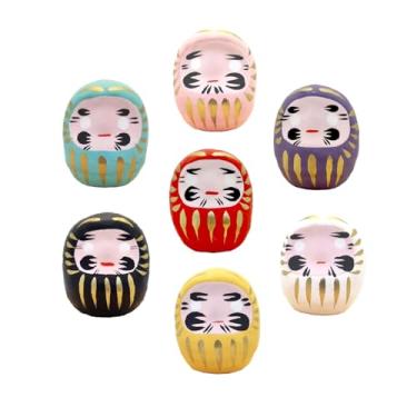 Imagem de Bonecos Daruma (conjunto de 7) Conjunto de pingentes japoneses de boa sorte para presente estatueta tradicional