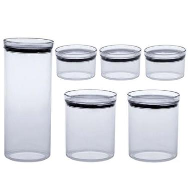 Imagem de Kit C/ 06 Potes De Mantimento Hermético Empilhável Redondo 1164/1165/1