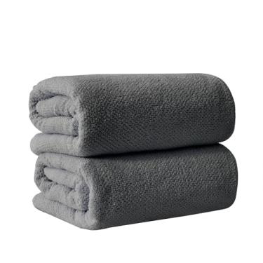 Imagem de Lençóis de banho cinza escuro - 100% algodão extragrande pacote com 2 toalhas 68 x 35 - absorvente, secagem rápida, toalha de banho grande durável para decoração de banheiro