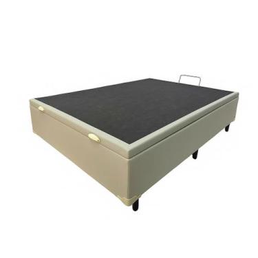Imagem de Cama Box Com Bau Base Bege Casal Premium Blindada Super Reforçada - So