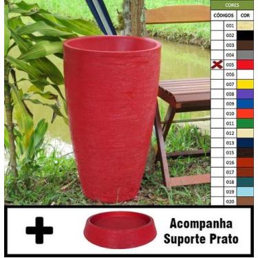 Imagem de Kit Vaso Planta + Prato 65x40 Oval Moderno Polietileno - BGPLASTICOS, 