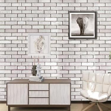 Imagem de ESSMOKO Papel de parede autoadesivo de PVC de tijolo cinza retrô hotel restaurante café parede parede tijolo antigo adesivo à prova d'água