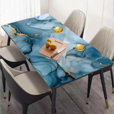 Imagem de Papel de parede de mármore dourado PVC autoadesivo fundo à prova de calor e óleo parede cozinha banheiro adesivos de parede azul 40 * 600 cm