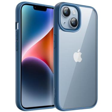Imagem de JETech Capa para iPhone 14 6,1 Polegadas, Capinha Protetora de Telefone à Prova de Choque, Moldura de TPU Fosca de Cor Sólida, Case para Parte Traseira Transparente Antiarranhões (Azul)