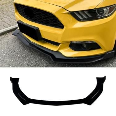 Imagem de Peça de modificação do difusor de lábios do spoiler do para-choque dianteiro do carro compatível com Mustang MK6 2015-2017 Acessórios de capa protetora de para-choque (preto brilhante)