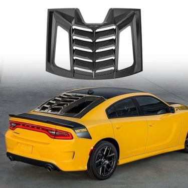 Imagem de LitMiRaCle Persianas de janela para Dodge Charger 2011-2023, Lambo Style Rear Para-brisa Sun Cover para SXT GT R/T Scat Pack SRT Hellcat Widebody Redeye Daytona All Weather ABS (fibra de carbono)