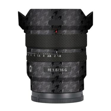 Imagem de Adesivo de lente de câmera antiarranhões para Sony FE 16 mm F1.8 G Capa protetora de película protetora 16 F 1,8 (Plover preto)