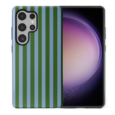 Imagem de WANKBLC Capa ultra brilhante compatível com Samsung Galaxy S25 para meninas e meninos, design de corpo inteiro, silicone macio, proteção contra arranhões, padrão maluco, listras verdes e azuis, linha