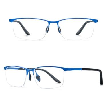 Imagem de VFDHN Armação de óculos de titânio masculina, óculos esportivos ultraleves sem aro (azul C2)