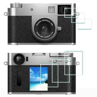 Imagem de ULBTER [Pacote com 3 + 3 protetores de tela para Fujifilm X Half Fuji X-Half LCD + Top Flim, vidro temperado de dureza 9H, anti-arranhões e bolhas