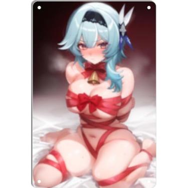 Imagem de DKLOWK Sexy Bikini Hot Anime Girl Metal Tin Sign Wall Art Christmas Poster Decor for Home Bar Club Bedroom Bathroom Man Cave Otaku 30 x 40 cm