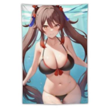 Imagem de LIEGBMEU Sexy Bikini Hot Anime Girl Tapeçaria 101.6 cm x 152.4 cm Interior Exterior Wall Quilt Art Decoração de Tapeçaria Caprichosa, AC010