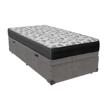 Imagem de Cama Box Baú Solteiro Cinza Colchão ISO 100 D33 - Ortobom
