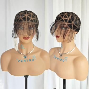 Imagem de Touca de peruca trançada de renda dupla pré-separada com cabelo humano de bebê para fazer peruca de crochê, triângulo dividido, 79 nós, sem cola, touca de crochê de renda completa para tranças e