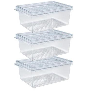Imagem de Kit 3 Pote Organizador Multiuso P 0,6L Transparente Plástico Cozinha G