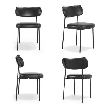 Imagem de Conjuto 4 Cadeiras Stela Escritório Couro Sintetíco Preto - Vallisa Decor