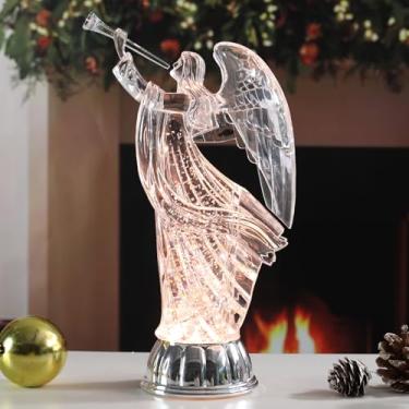 Imagem de Ovewios Estátua de acrílico de Natal, lâmpada LED de globo de neve de anjo com estatueta de violino, decoração de mesa doméstica operada por bateria, presentes para mães e meninas amantes de anjo 30