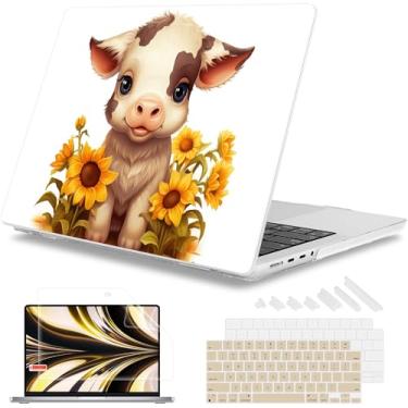 Imagem de Mektron Capa para laptop 2025 MacBook Pro 14 polegadas M4 2024 A3112 A3401 A3185 serve para 2023/2021 M3 A2918 A2992 M2 A2779 M1 A2442 Pro/Max, capa rígida de plástico impresso, linda Vaca