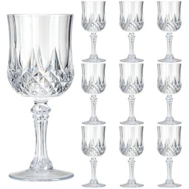 Imagem de Rkyhwowby Copos de vinho vintage de plástico copos de vinho inquebráveis copos de água de cristal copos de água reutilizáveis taças de champanhe vintage (10, transparente)