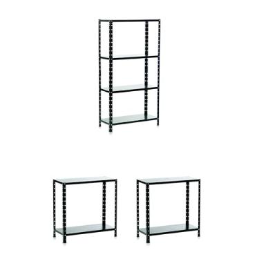 Imagem de Estante Aço Bipartida Monte do Seu Jeito 4 Prateleiras Casa Escritório Loja Organização