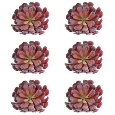 Imagem de Kit 6 Suculentas Artificiais Rosa e Roxa Grande Planta Decorativa para Interior Quarto Escritório e Salas D16xA7