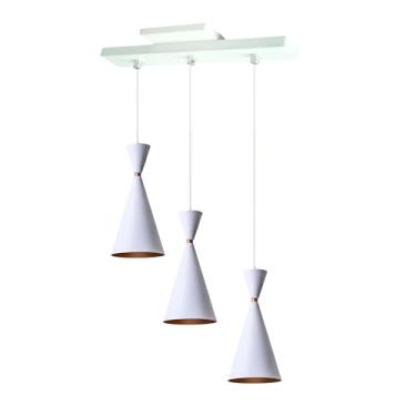 Imagem de Lustre Pendente Balcao Mesa Trilho 3 Moscou Decorações (Branco)