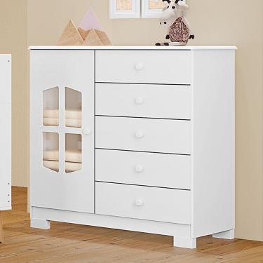 Imagem de Cômoda Cristal 100% MDF Tuboarte 5 Gavetas 1 Porta