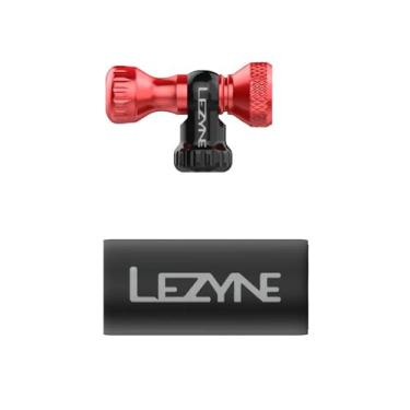 Imagem de Lezyne Insuflador de pneu de bicicleta de CO2 Control Drive, apenas cabeça, estrada, montanha, cascalho, kit plano de bicicleta de cascalho, CO2 roscado, válvula Presta ou Schrader, vermelho