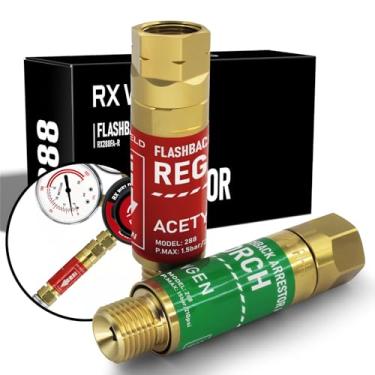 Imagem de RX WELD Conjunto de prendedores Flashback de Acetileno de Oxigênio Padrão "B" 9/16-18UNF Tamanho das Roscas