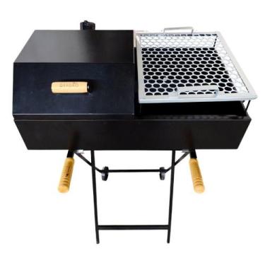 Imagem de Churrasqueira A Carvão Meia Bafo Premium Com Suporte Móvel Preto - Nos