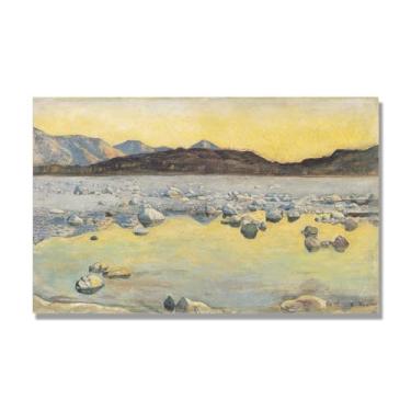Imagem de Pinturas a óleo famosas, (paisagem 36) por Ferdinand Hodler, reprodução impressa em tela, arte de cenário para decoração de sala de estar. Apenas tela de 50 x 80 cm - 19,7 x 31,5 pol